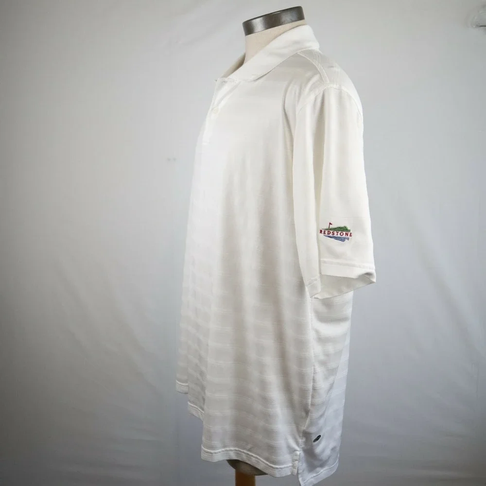 Adidas Golf Polo Shirt Mens‎ XL Climacool White Striped Short Sleeve - Redstone